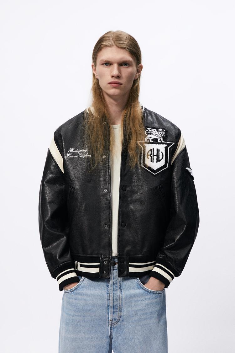 X RHUIGI LEATHER BOMBER JACKET - Black | ZARA United States